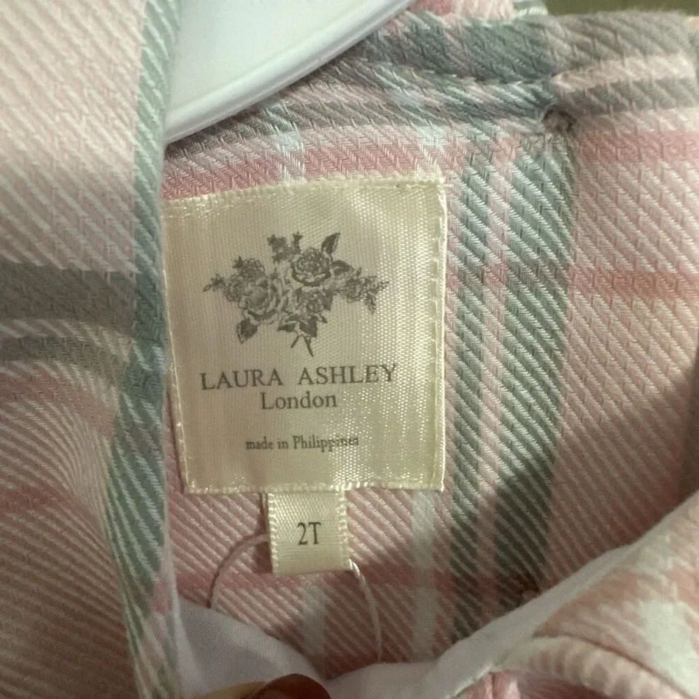 Laura Ashley Pink and Gray Plaid Smocked Dress